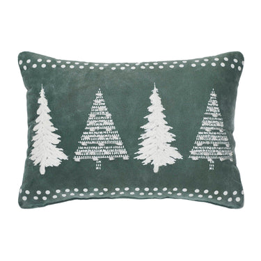 4 Christmas Trees Green Velvet Pillow 14x10 VHC Brands - The Fox Decor